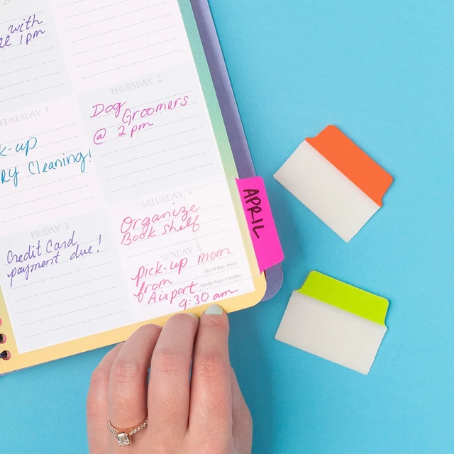 Alt view image 6 of 7 - Ultra Tabs, 2" x 1.5" Repositionable, Neon, 48 Tabs For Marking Pages in Books and Planners, Clear Body, 2-Side Writable Ultra Tabs, Repositionable Adhesive, Smudge-Resistant