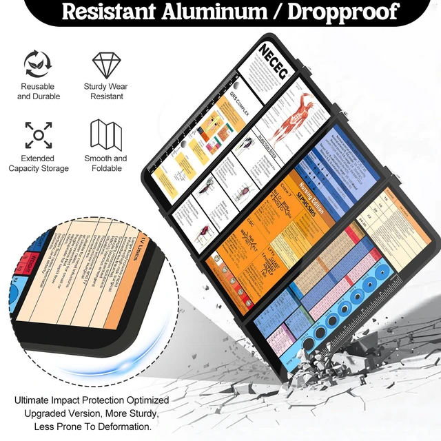Alt view image 7 of 7 - Nursing Clipboard Foldable, 4-Fold Aluminum Pocket Size, Black Folding Clipboard with Medical Cheat Sheets, Metal Pen Clip & Privacy Protection for Nurses, Nursing Students & Doctors