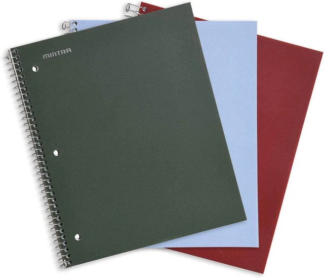 Main image of Durable Spiral Notebook - 2 Subject (College Ruled 3pk, Green Olive, Arctic Ice, Chili Oil)