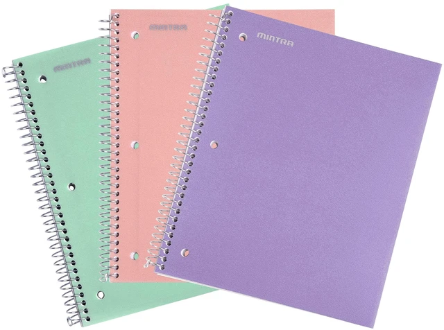 Alt view image 2 of 2 - Durable Spiral Notebook - 2 Subject (College Ruled 3pk, Sage Green, Salmon, Lavender)