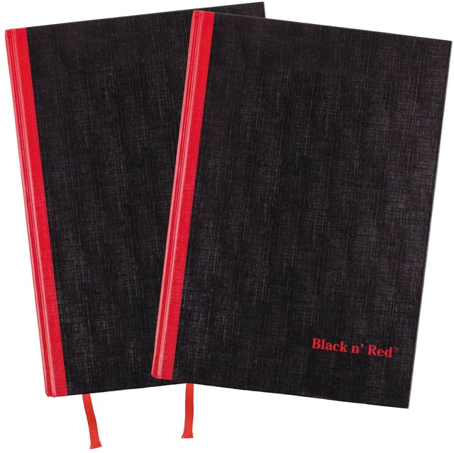 Main image of Notebooks, Business Journals, 2 Pack, 8-/4" x 5-7/8", 96 Sheets, Ruled, Optik Paper, Hardcover, Casebound, (400163207)
