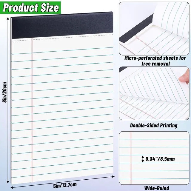 Alt view image 2 of 7 - 48 Pack Legal Pads 5 x 8 Inch White Notepads College Ruled Writing Pads Perforated Memo Pads with Lined Paper for Office, School and Home; Ideal for Notes, Lists, Planning and Daily Writing