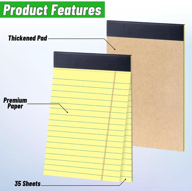 Alt view image 3 of 7 - 48 Pack Legal Pads 5 x 8 Inch Yellow Notepads College Ruled Writing Pads Perforated Memo Pads with Lined Paper for Office, School and Home; Great for Notes, Lists, Planning and Daily Writing