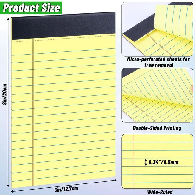 Alt view image 2 of 7 - 48 Pack Legal Pads 5 x 8 Inch Yellow Notepads College Ruled Writing Pads Perforated Memo Pads with Lined Paper for Office, School and Home; Great for Notes, Lists, Planning and Daily Writing