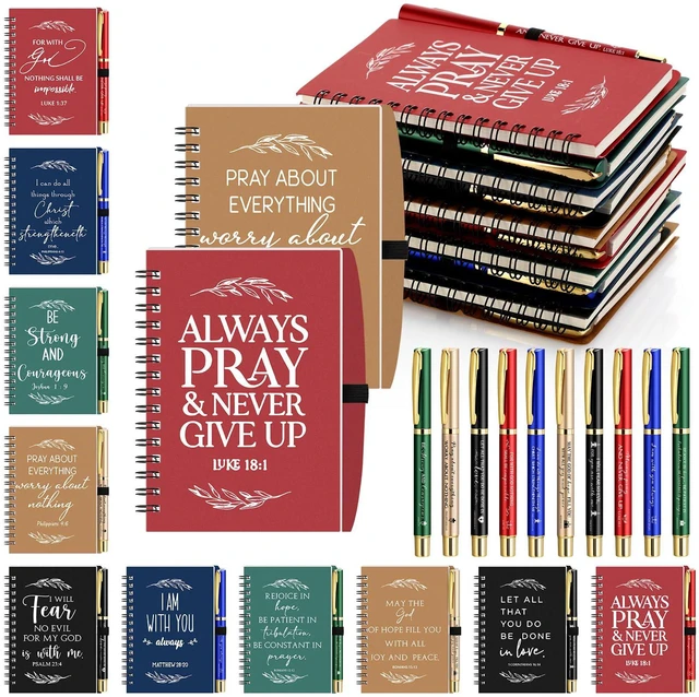 Main image of 60 Pcs/30 Set Christian Gift Bulk Spiral Notebook and Pen, Multicolor Prayer Journal Bible Verse Ballpoint Pen, Religious Gift for Church Members Study Groups Women Men, Sunday School