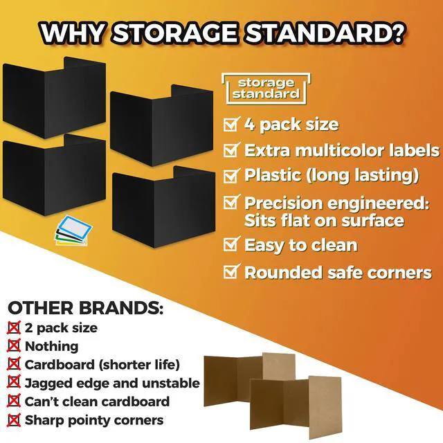 Alt view image 2 of 7 - 4-Pack Desk Dividers for Students - Durable & Waterproof Plastic Study Carrel Divider, Classroom Folders Teacher Supplies, Easy-to-Clean Plastic Privacy Shield Folder Boards for Student Desks, Black