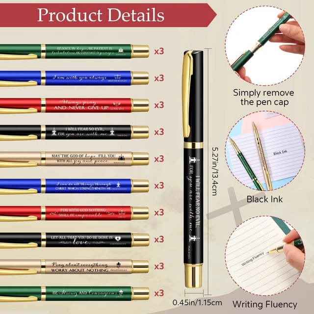 Alt view image 3 of 7 - 60 Pcs/30 Set Christian Gift Bulk Spiral Notebook and Pen, Multicolor Prayer Journal Bible Verse Ballpoint Pen, Religious Gift for Church Members Study Groups Women Men, Sunday School