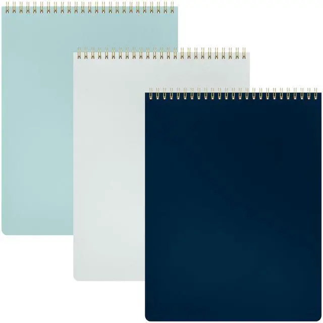 Main image of Top Bound Spiral Notebook, 3 Pack, Lined Notepad, (Light Grey/Navy/Sage Green), 70 Sheets (140 Pages) Per Notebook, Wide/Legal Ruled, 8.5 inches x 11 inches