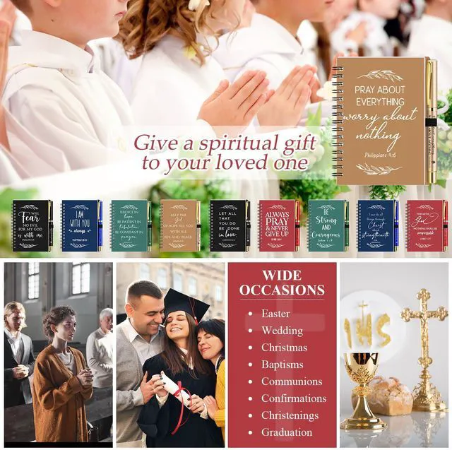 Alt view image 7 of 7 - 60 Pcs/30 Set Christian Gift Bulk Spiral Notebook and Pen, Multicolor Prayer Journal Bible Verse Ballpoint Pen, Religious Gift for Church Members Study Groups Women Men, Sunday School