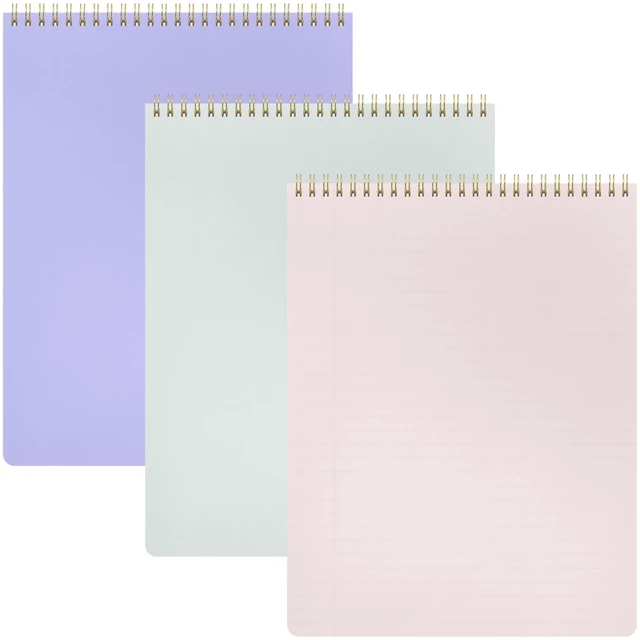 Main image of Top Bound Spiral Notebook, 3 Pack, Lined Notepad, (Lavender/Blush/Light Grey), 70 Sheets (140 Pages) Per Notebook, Wide/Legal Ruled, 8.5 inches x 11 inches