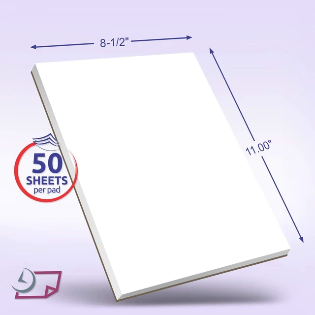 Alt view image 3 of 6 - 8.5 x 11 Memo Pad, 50 Sheets Per Pad, 10 Pads Letter Size Scratch Paper for Schools, White, Unlined, Writing Notes, Do Lists, Servers, Note Book No Lines, Made in USA