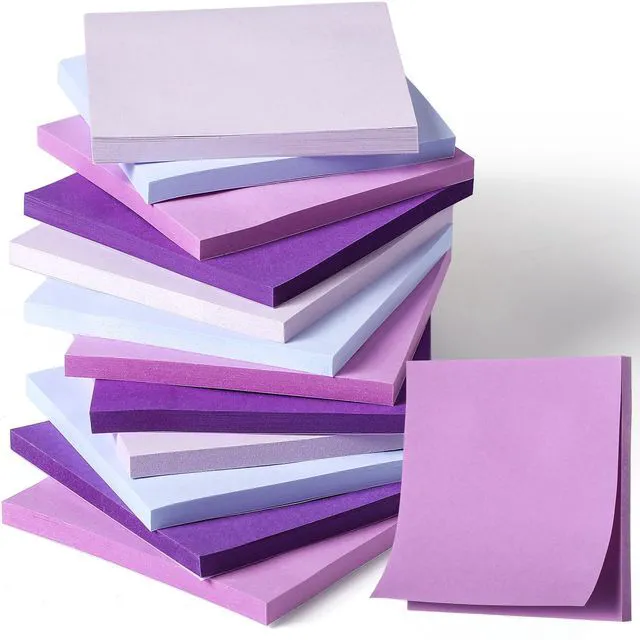 Main image of 12 Pads Purple Sticky Notes 3"x3" 50 Sheets Self Stick Notes Pads Memo Purple Office Supplies Vintage Aesthetic School Accessories Easy Peel Repositionable