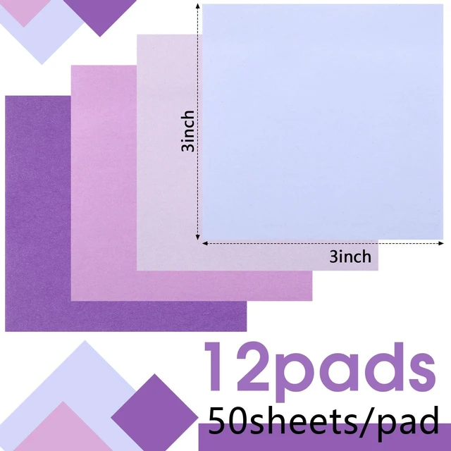 Alt view image 2 of 6 - 12 Pads Purple Sticky Notes 3"x3" 50 Sheets Self Stick Notes Pads Memo Purple Office Supplies Vintage Aesthetic School Accessories Easy Peel Repositionable