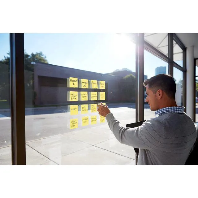 Alt view image 2 of 7 - Super Sticky Notes, 24 Pads, 3 x 3 in., School Supplies, Office Products, for Vertical Surfaces, Monitors, Walls and Windows, Canary Yellow