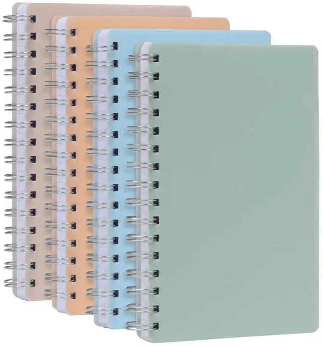 Main image of Poly Spiral Notebooks, Small 5.7 x 8.5" Book, Thick Poly Cover, White Paper, College Rule, 80 Sheets/160 Pages, Neutral Colors, 4 Pack (69721)