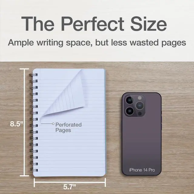 Alt view image 3 of 7 - Poly Spiral Notebooks, Small 5.7 x 8.5 Book, Thick Poly Cover, White Paper, College Rule, 80 Sheets/160 Pages, Neutral Colors, (69721) Pack of 24