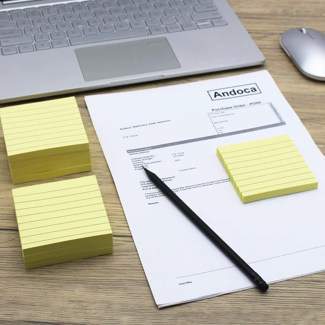 Alt view image 6 of 7 - (8 Pad) Lined Sticky Notes,3x3 Inch, Self-Stick Notes, Easy to Post for School, Office, Notebook, Pastel Yellow Color Pads/Pack (Pack of 3)