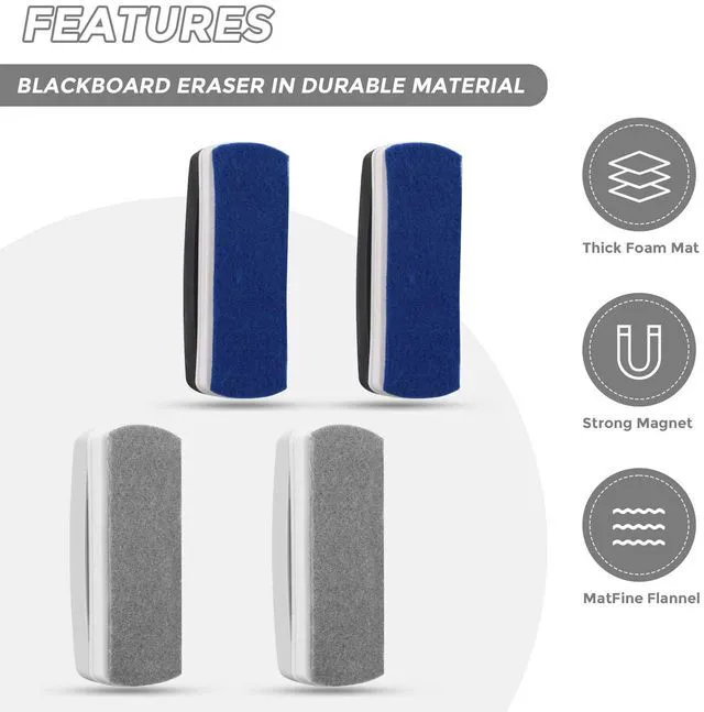 Alt view image 2 of 6 - 4 Pack White Board Eraser,Magnetic Dry Erase Eraser for Classroom Magnetic Dry Eraser for Glass Board,Calendar Board,Back to School&Office Supplies,Teacher Must Haves