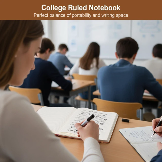 Alt view image 4 of 6 - 3 Pack B5 Hardcover Lined Notebook,6.9x9.8 192 pg College Ruled Leather