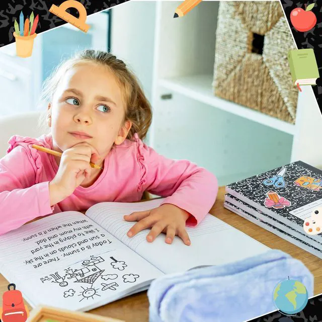 Alt view image 5 of 7 - 6 Pcs Marble Primary Composition Notebook with Picture Space Bulk Notebook for Grades K-2, 110 Page 8.5 x 11'' Half Primary Journal, Drawing Story, Back to School First Day of School