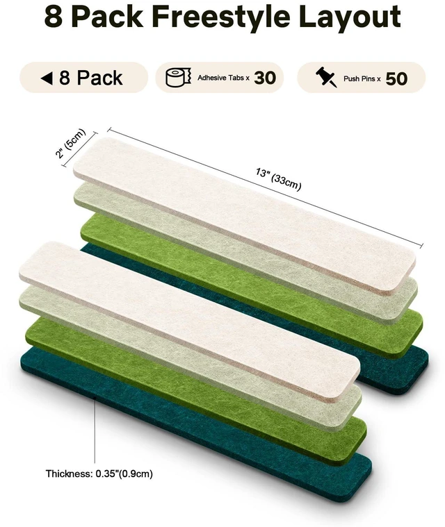 Alt view image 2 of 7 - Small Cork Bulletin Board Tiles, Felt Wall Decor and Office Desk Accessories for Vision, Message Center, Picture and Prayer Board, Dorm, Room, Home Office Essentials and Organization(Sagewood)