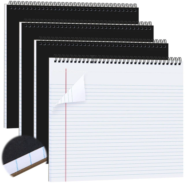 Main image of 4 Landscape Legal Pad 11 x 9.5 College Ruled Top Spiral Horizontal Notebook 4 White Pads, 50 Sheets Each, Hole Punched Pages, White Paper for Meetings, Class Notes, Project Files and Daily Records
