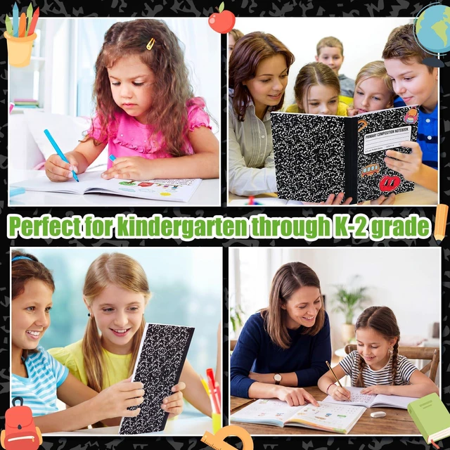 Alt view image 7 of 7 - 6 Pcs Marble Primary Composition Notebook with Picture Space Bulk Notebook for Grades K-2, 110 Page 8.5 x 11'' Half Primary Journal, Drawing Story, Back to School First Day of School
