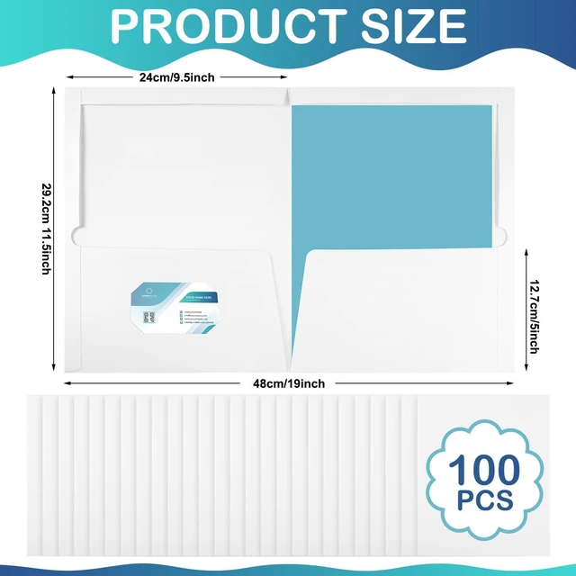 Alt view image 2 of 5 - 100 Pack Glossy 2 Pocket Folders Bulk, Letter Size,White Back to School Ready: Laminated Paper Holds up to 50 Sheets Each for Classroom Handouts, Presentations and Office Documents