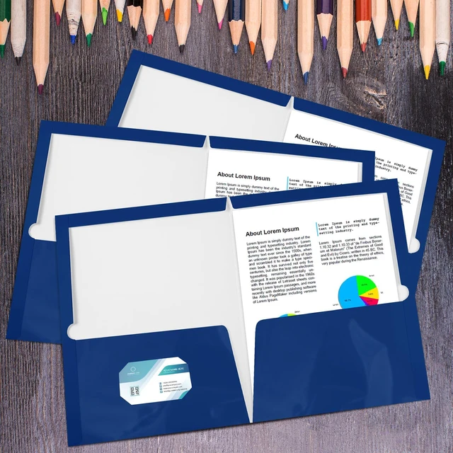 Alt view image 5 of 5 - 200 Pack Glossy 2 Pocket Folders Bulk, Letter Size,Blue Back to School Ready: Laminated Paper Holds up to 50 Sheets Each for Classroom Handouts, Presentations and Office Documents