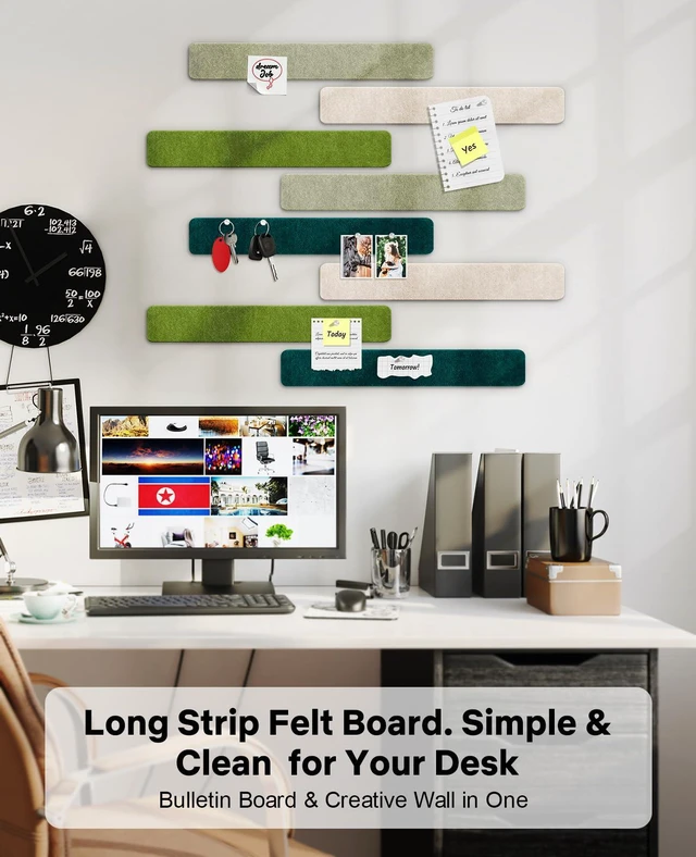 Alt view image 6 of 7 - Small Cork Bulletin Board Tiles, Felt Wall Decor and Office Desk Accessories for Vision, Message Center, Picture and Prayer Board, Dorm, Room, Home Office Essentials and Organization(Sagewood)