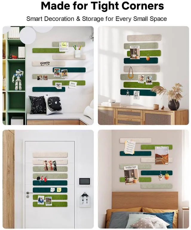 Alt view image 7 of 7 - Small Cork Bulletin Board Tiles, Felt Wall Decor and Office Desk Accessories for Vision, Message Center, Picture and Prayer Board, Dorm, Room, Home Office Essentials and Organization(Sagewood)