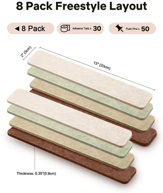 Alt view image 2 of 7 - Small Cork Bulletin Board Tiles, Felt Wall Decor and Office Desk Accessories for Vision, Message Center, Picture and Prayer Board, Dorm, Room, Home Office Essentials and Organization(Boho)