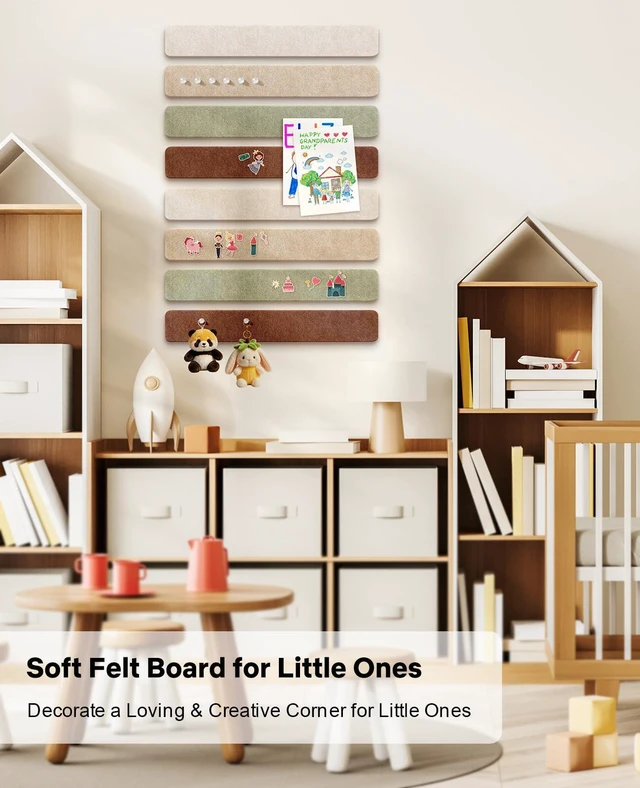 Alt view image 4 of 7 - Small Cork Bulletin Board Tiles, Felt Wall Decor and Office Desk Accessories for Vision, Message Center, Picture and Prayer Board, Dorm, Room, Home Office Essentials and Organization(Boho)