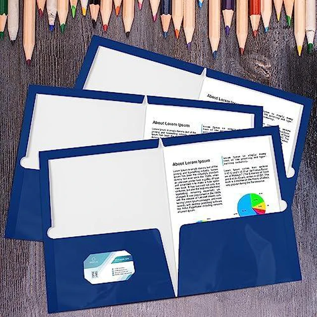 Alt view image 5 of 5 - 125 Pack Glossy 2 Pocket Folders Bulk, Letter Size,Blue Back to School Ready: Laminated Paper Holds up to 50 Sheets Each for Classroom Handouts, Presentations and Office Documents