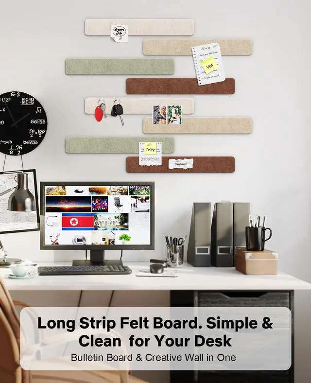 Alt view image 6 of 7 - Small Cork Bulletin Board Tiles, Felt Wall Decor and Office Desk Accessories for Vision, Message Center, Picture and Prayer Board, Dorm, Room, Home Office Essentials and Organization(Boho)