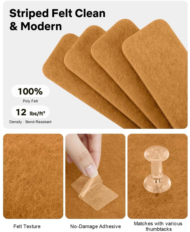 Alt view image 2 of 7 - Small Cork Bulletin Board Tiles, Felt Wall Decor and Office Desk Accessories for Vision, Message Center, Picture and Prayer Board, Dorm, Room, Home Office Essentials and Organization(Sunset Yellow)