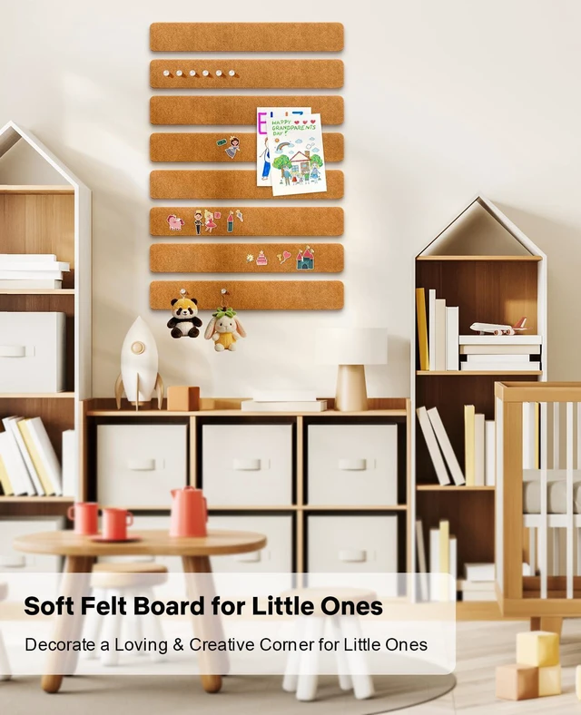 Alt view image 4 of 7 - Small Cork Bulletin Board Tiles, Felt Wall Decor and Office Desk Accessories for Vision, Message Center, Picture and Prayer Board, Dorm, Room, Home Office Essentials and Organization(Sunset Yellow)