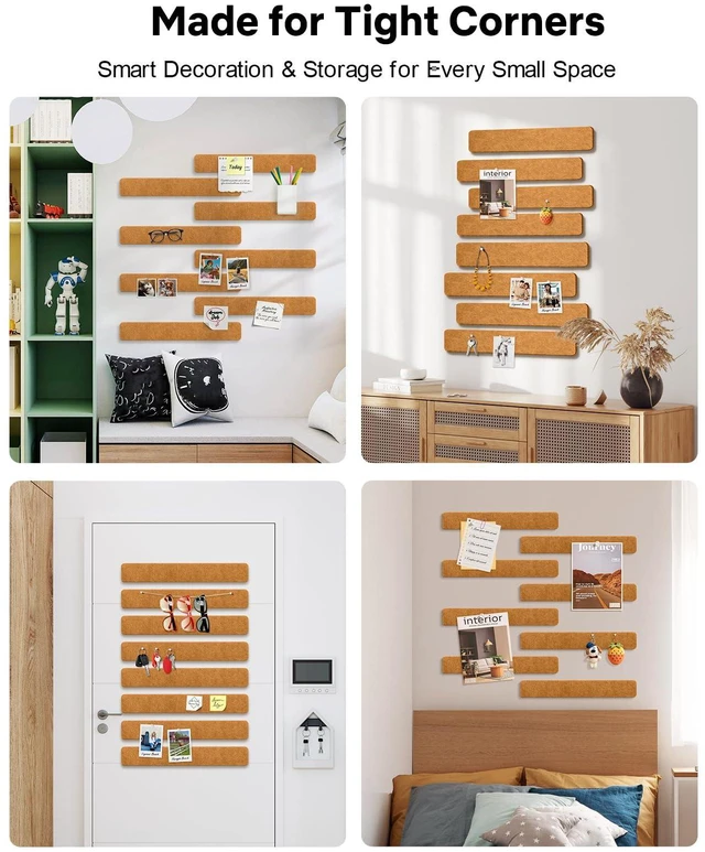 Alt view image 7 of 7 - Small Cork Bulletin Board Tiles, Felt Wall Decor and Office Desk Accessories for Vision, Message Center, Picture and Prayer Board, Dorm, Room, Home Office Essentials and Organization(Sunset Yellow)