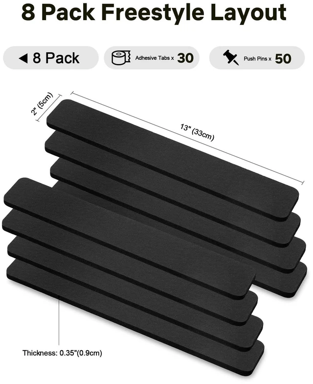 Alt view image 2 of 7 - Small Cork Bulletin Board Tiles, Felt Wall Decor and Office Desk Accessories for Vision, Message Center, Picture and Prayer Board, Dorm, Room, Home Office Essentials and Organization(Black)