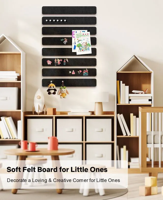 Alt view image 4 of 7 - Small Cork Bulletin Board Tiles, Felt Wall Decor and Office Desk Accessories for Vision, Message Center, Picture and Prayer Board, Dorm, Room, Home Office Essentials and Organization(Black)