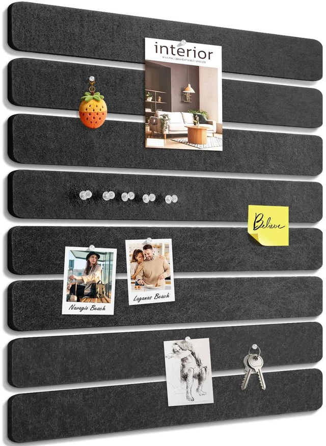 Main image of Small Cork Bulletin Board Tiles, Felt Wall Decor and Office Desk Accessories for Vision, Message Center, Picture and Prayer Board, Dorm, Room, Home Office Essentials and Organization(Charcoal Gray)