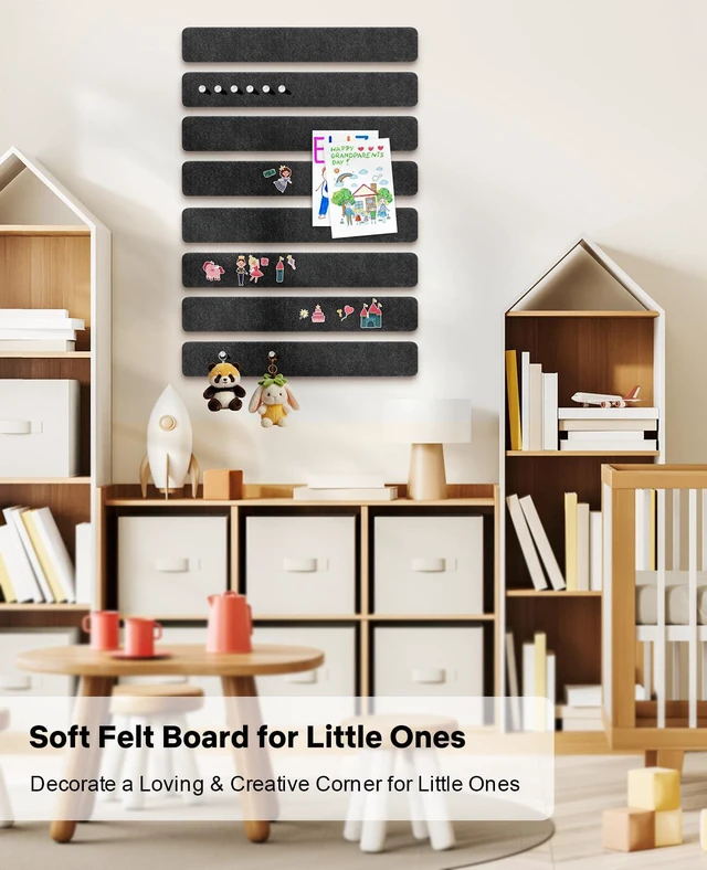 Alt view image 4 of 7 - Small Cork Bulletin Board Tiles, Felt Wall Decor and Office Desk Accessories for Vision, Message Center, Picture and Prayer Board, Dorm, Room, Home Office Essentials and Organization(Charcoal Gray)