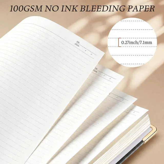Alt view image 4 of 7 - Hardcover Spiral Notebook 8.5" x 11": 5 Subject Notebooks College Ruled Pocket Dividers & Ruler, Leather, 300 Pages 100GSM Thick Writing Journal for Women, Large A4 Lined Notebooks for Work School