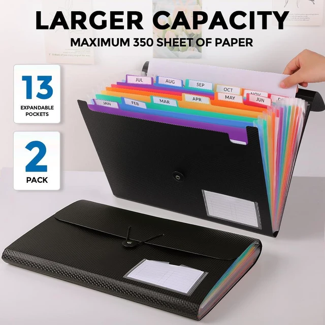 Alt view image 2 of 7 - 2Pack Expanding File Folder, Accordion File Organizer with 13 Pocket Accordion Folder with Labels for A4/Letter Sized Paper, Document Receipt Organizer for Office, School, Home