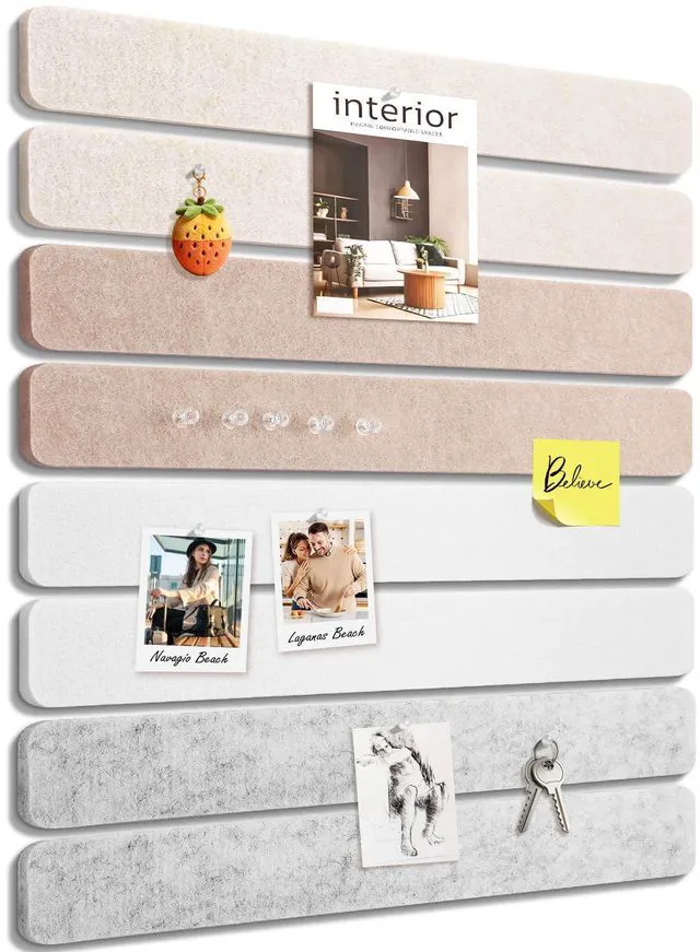 Main image of Small Cork Bulletin Board Tiles, Felt Wall Decor and Office Desk Accessories for Vision, Message Center, Picture and Prayer Board, Dorm, Room, Home Office Essentials and Organization(Stone Beige)
