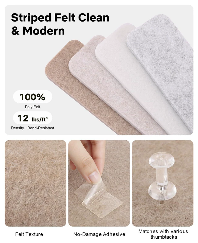 Alt view image 3 of 7 - Small Cork Bulletin Board Tiles, Felt Wall Decor and Office Desk Accessories for Vision, Message Center, Picture and Prayer Board, Dorm, Room, Home Office Essentials and Organization(Stone Beige)