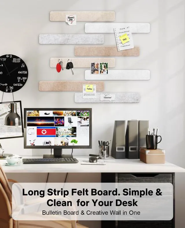 Alt view image 4 of 7 - Small Cork Bulletin Board Tiles, Felt Wall Decor and Office Desk Accessories for Vision, Message Center, Picture and Prayer Board, Dorm, Room, Home Office Essentials and Organization(Stone Beige)