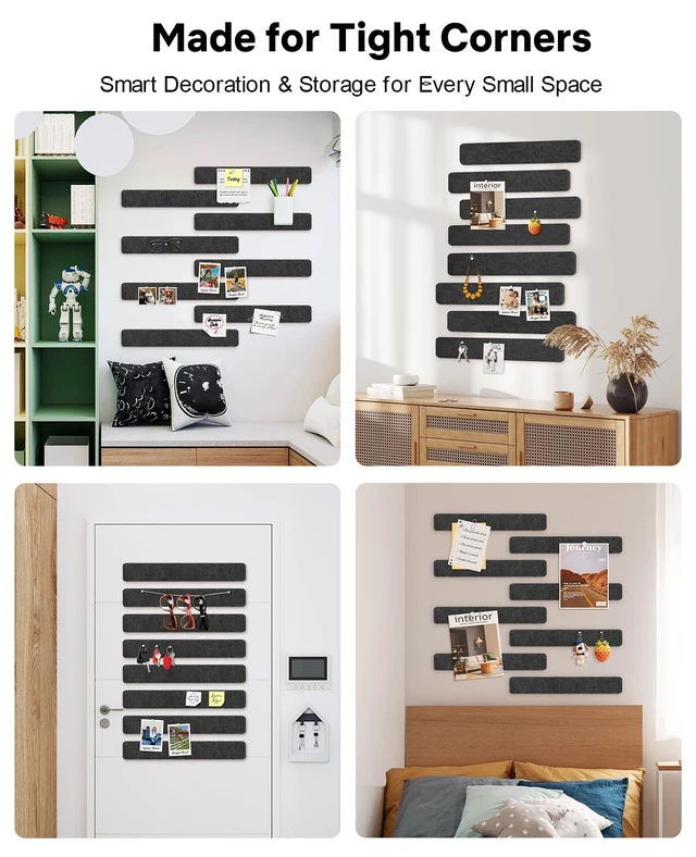 Alt view image 7 of 7 - Small Cork Bulletin Board Tiles, Felt Wall Decor and Office Desk Accessories for Vision, Message Center, Picture and Prayer Board, Dorm, Room, Home Office Essentials and Organization(Charcoal Gray)