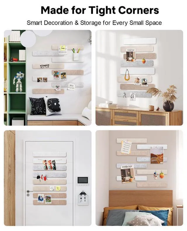 Alt view image 7 of 7 - Small Cork Bulletin Board Tiles, Felt Wall Decor and Office Desk Accessories for Vision, Message Center, Picture and Prayer Board, Dorm, Room, Home Office Essentials and Organization(Stone Beige)
