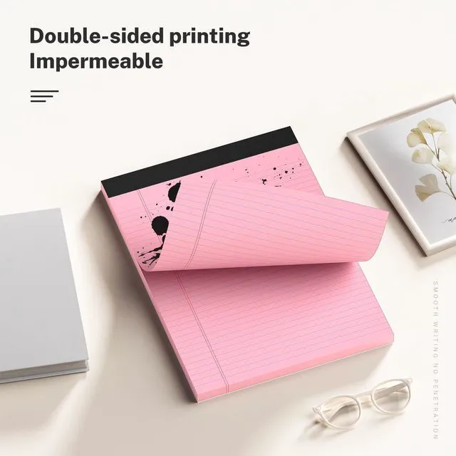 Alt view image 4 of 7 - 8.5 x 11 Inch Pink Legal Pads, 6-Pack College Ruled Paper Note Pads Narrow Ruled Notepad Perforated Writing Pad 8.5x11 Pads of Paper 300 Sheets